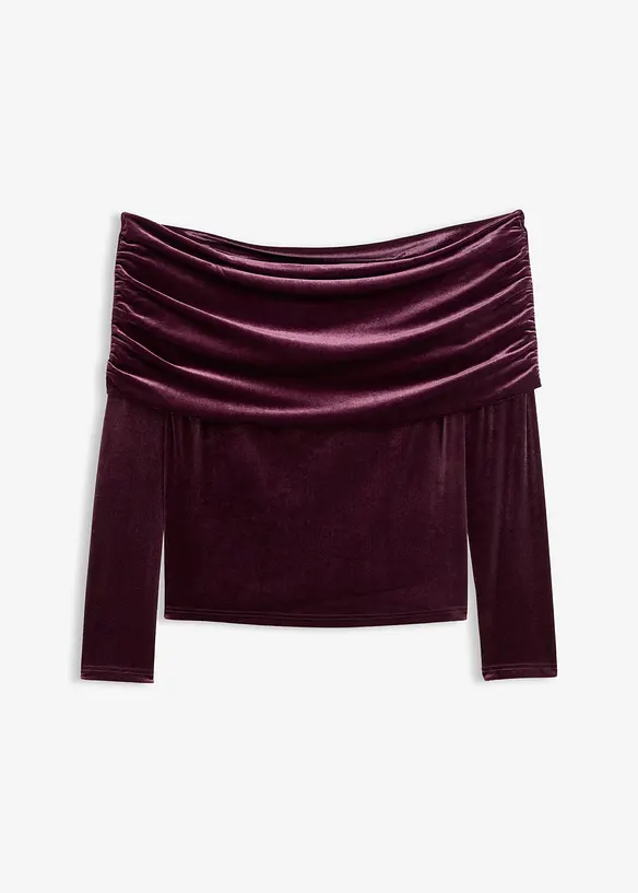 Carmenshirt aus softem Samt, bonprix