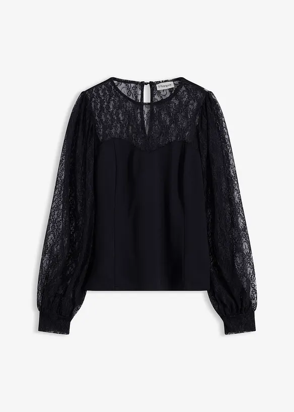Langarmshirt mit Spitze, bonprix