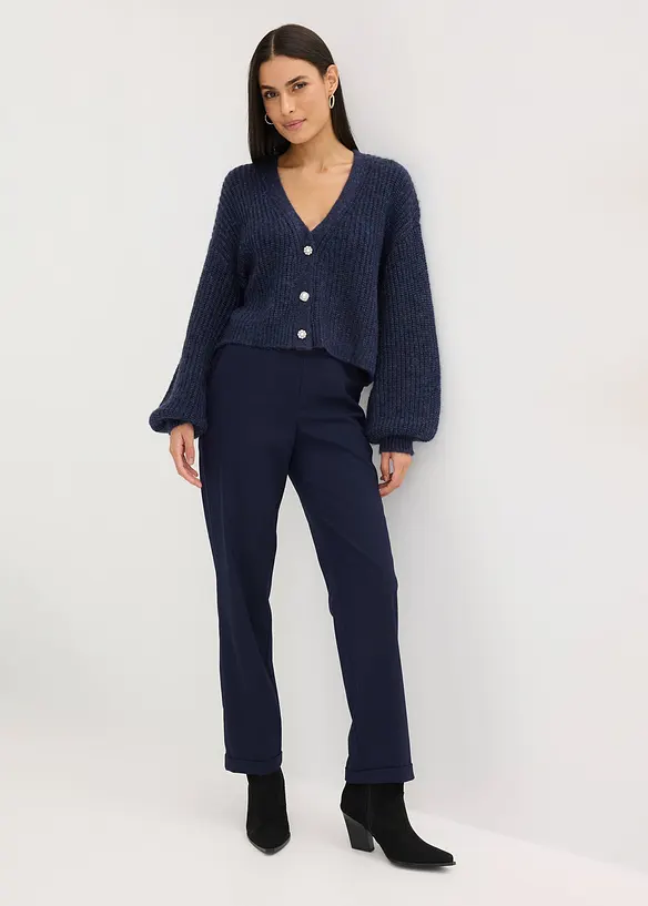 Kurze Strickjacke mit Glitzergarn und Wollanteil, bonprix