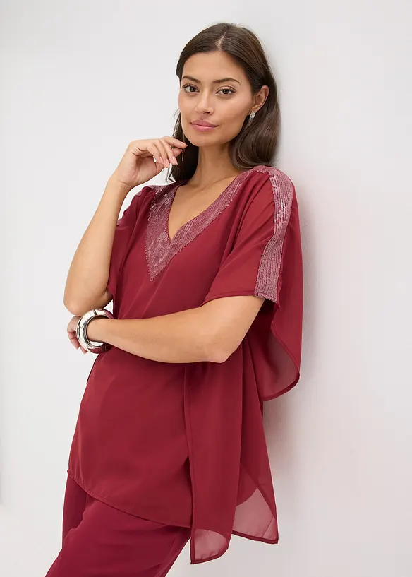 Oversize-Bluse mit Pailletten-Einsatz, bonprix