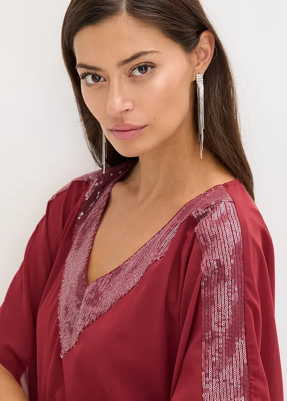 Oversize-Bluse mit Pailletten-Einsatz, bonprix