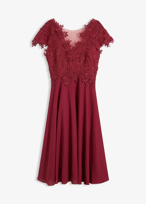 Robe midi en tulle délicat avec dentelle, bonprix