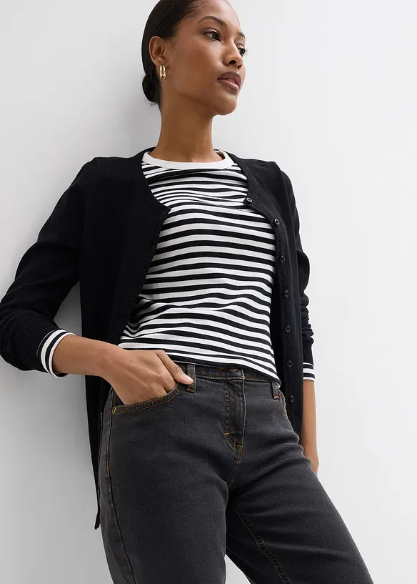 Jean droit taille mi-haute, extensible, bonprix