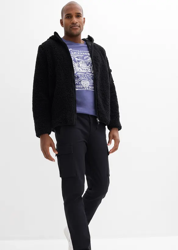 Pantalon cargo regular en coton extensible et robuste, droit, bonprix