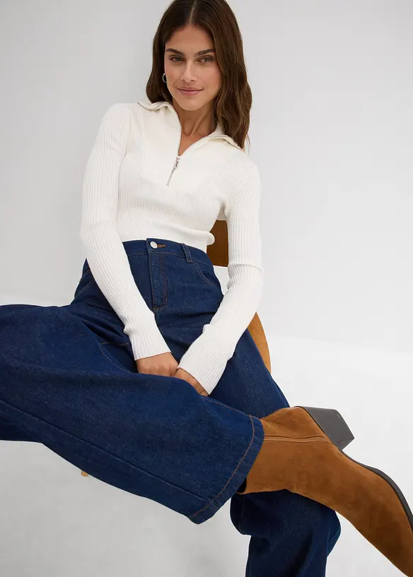 Jean balloon taille mi-haute, super doux, bonprix