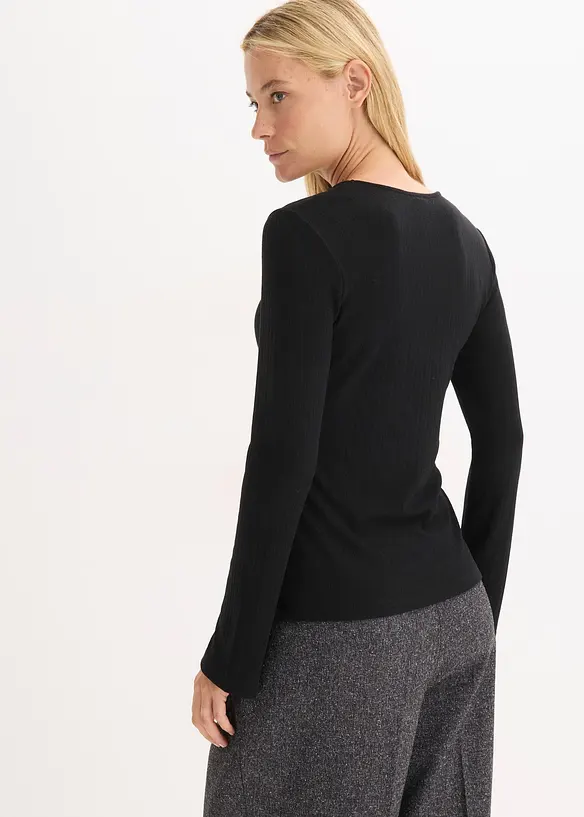 Geripptes Langarmshirt, bonprix