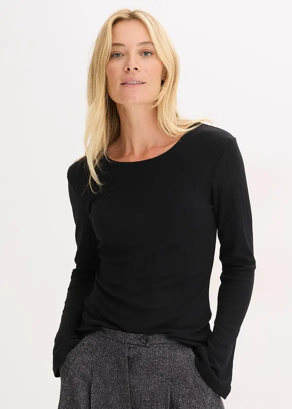 Geripptes Langarmshirt, bonprix