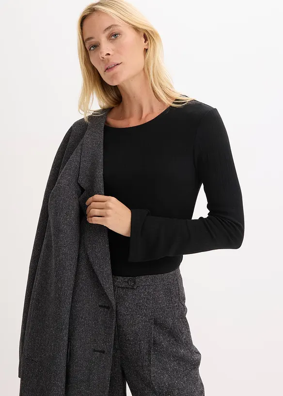 Geripptes Langarmshirt, bonprix