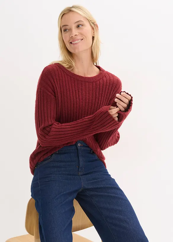 Gerippter Oversize-Pullover, bonprix