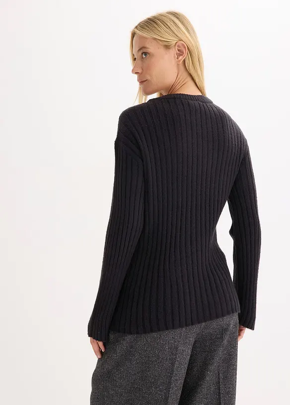Gerippter Oversize-Pullover, bonprix