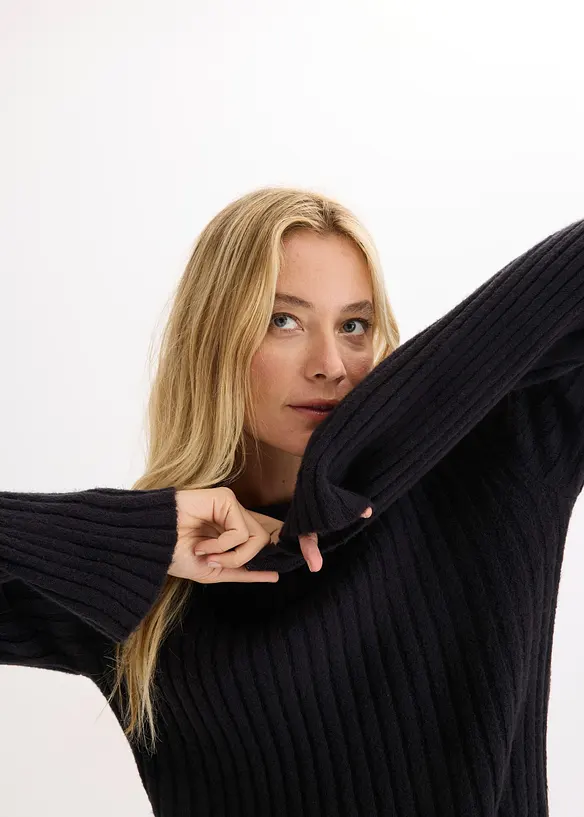 Gerippter Oversize-Pullover, bonprix