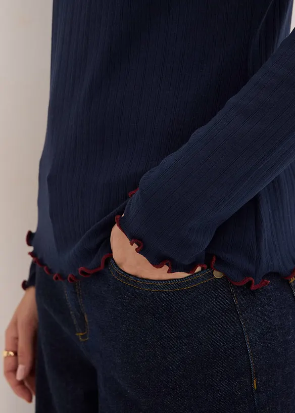 Geripptes Langarmshirt, bonprix