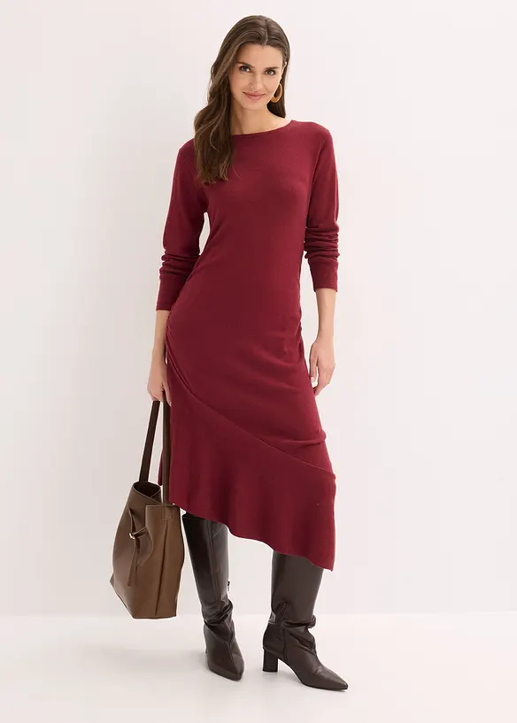 Strickkleid mit asymmetrischem Saum aus Baumwolle und Kaschmir, bonprix