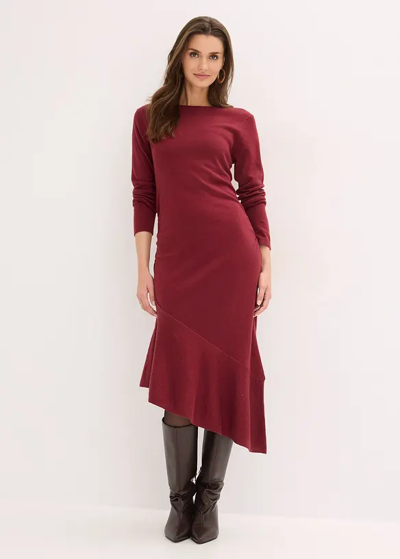 Strickkleid mit asymmetrischem Saum aus Baumwolle und Kaschmir, bonprix