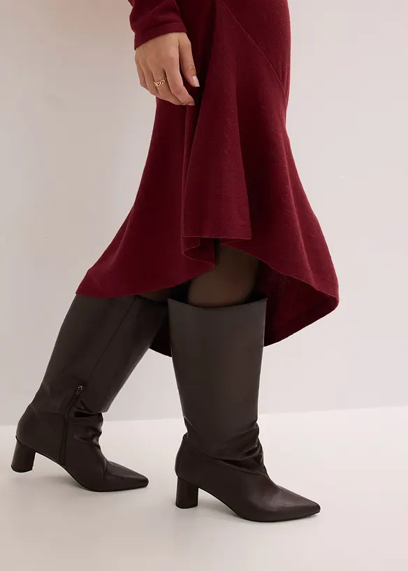 Strickkleid mit asymmetrischem Saum aus Baumwolle und Kaschmir, bonprix