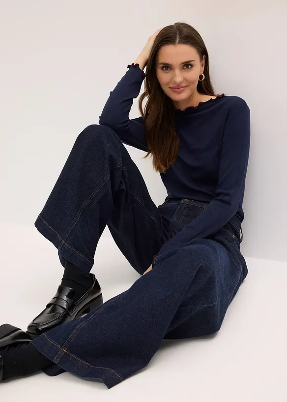 Geripptes Langarmshirt, bonprix