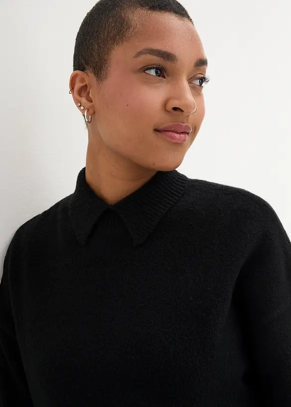 Pull oversize à col roulé ouvert et fentes latérales, bonprix