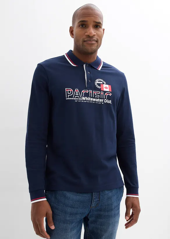 Piqu&eacute;-Poloshirt, Langarm aus reiner Bio-Baumwolle, bonprix