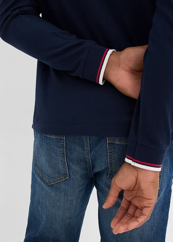 Piqu&eacute;-Poloshirt, Langarm aus reiner Bio-Baumwolle, bonprix