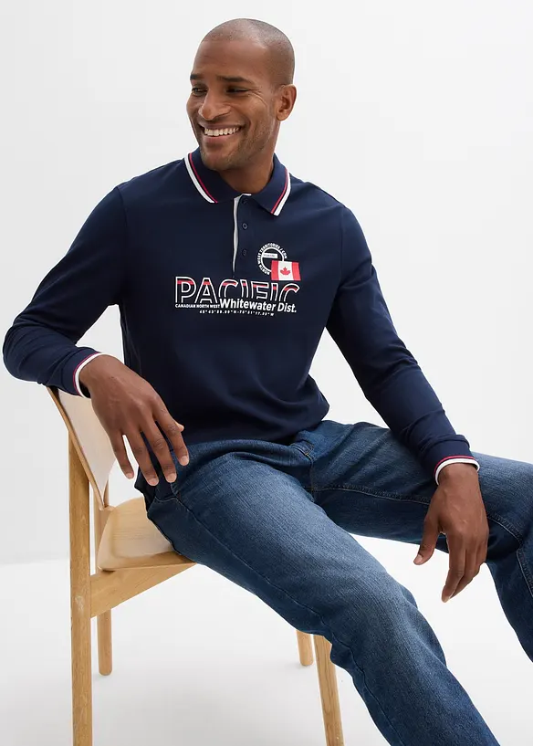 Piqu&eacute;-Poloshirt, Langarm aus reiner Bio-Baumwolle, bonprix