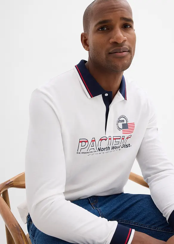 Piqu&eacute;-Poloshirt, Langarm aus reiner Bio-Baumwolle, bonprix