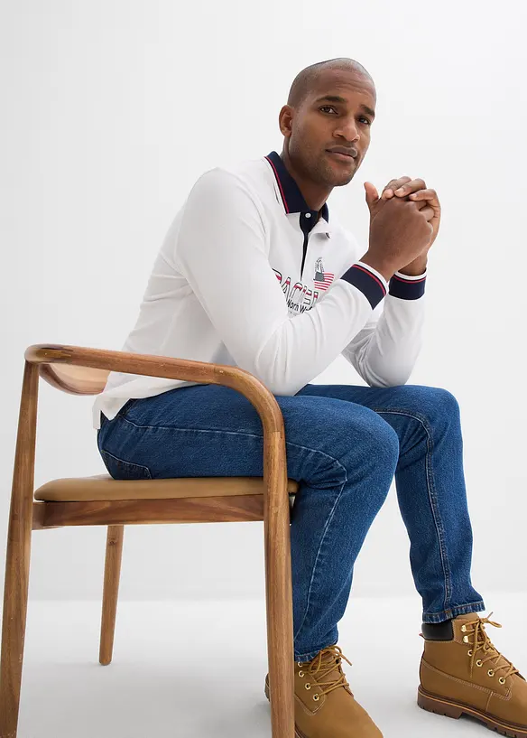 Piqu&eacute;-Poloshirt, Langarm aus reiner Bio-Baumwolle, bonprix