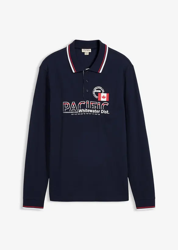 Piqu&eacute;-Poloshirt, Langarm aus reiner Bio-Baumwolle, bonprix