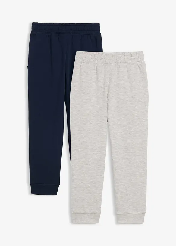 Lot de 2 pantalons de jogging doux en coton m&eacute;lang&eacute;, bonprix
