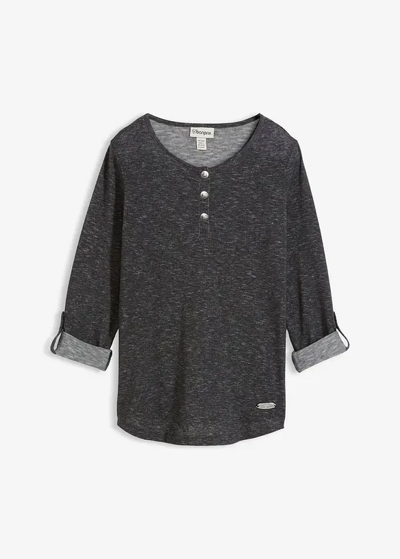 T-shirt manches longues avec patte de boutonnage, bonprix