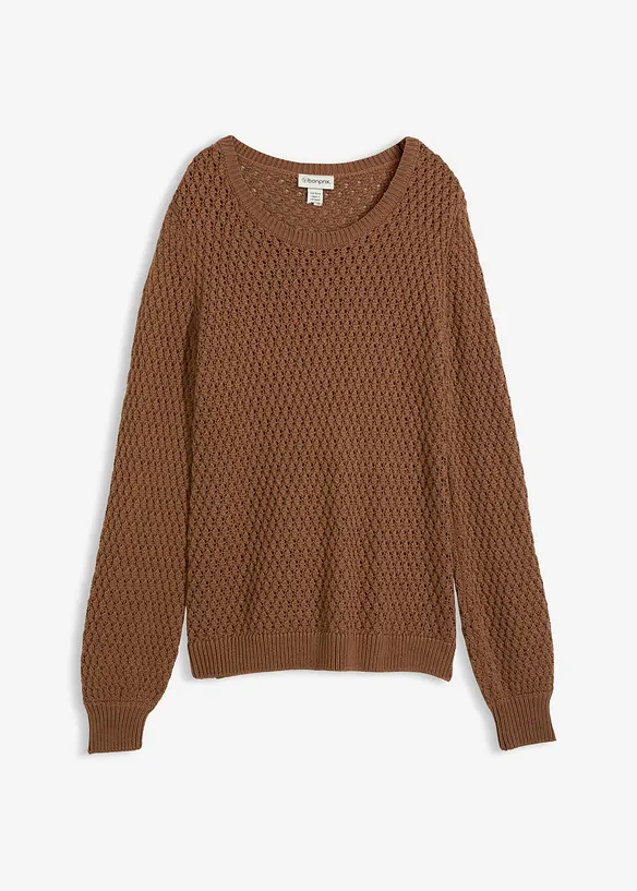 Pull en maille textur&eacute;e de coton m&eacute;lang&eacute;, bonprix