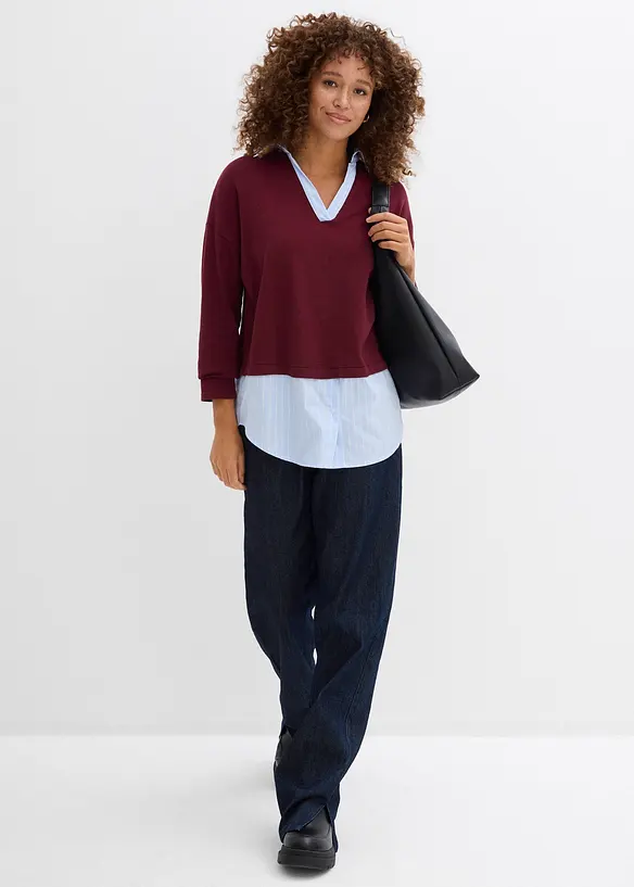 Pull en fine maille empi&egrave;cement chemisier, bonprix