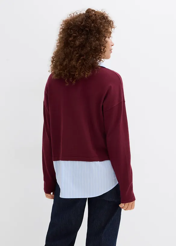 Pull en fine maille empi&egrave;cement chemisier, bonprix