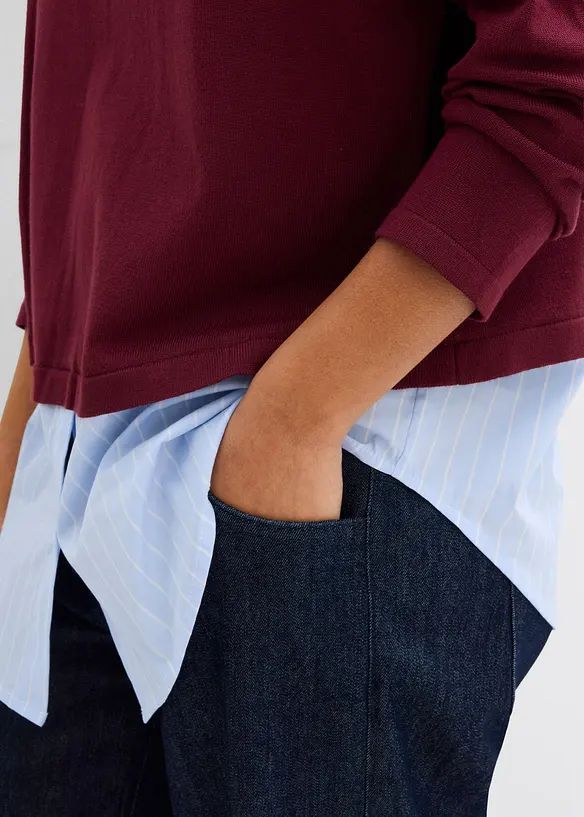 Pull en fine maille empi&egrave;cement chemisier, bonprix