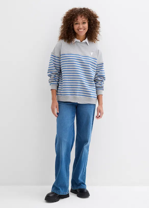 Sweat oversize en coton m&eacute;lang&eacute;, bonprix