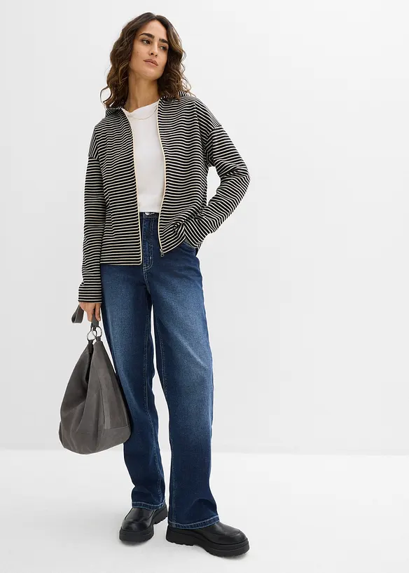 Gestreifte Sweatjacke aus Baumwoll-Mix, bonprix