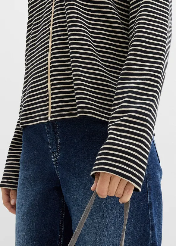Gestreifte Sweatjacke aus Baumwoll-Mix, bonprix