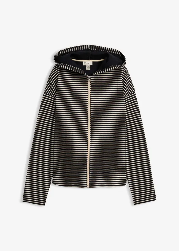 Gestreifte Sweatjacke aus Baumwoll-Mix, bonprix