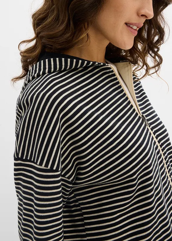 Gestreifte Sweatjacke aus Baumwoll-Mix, bonprix