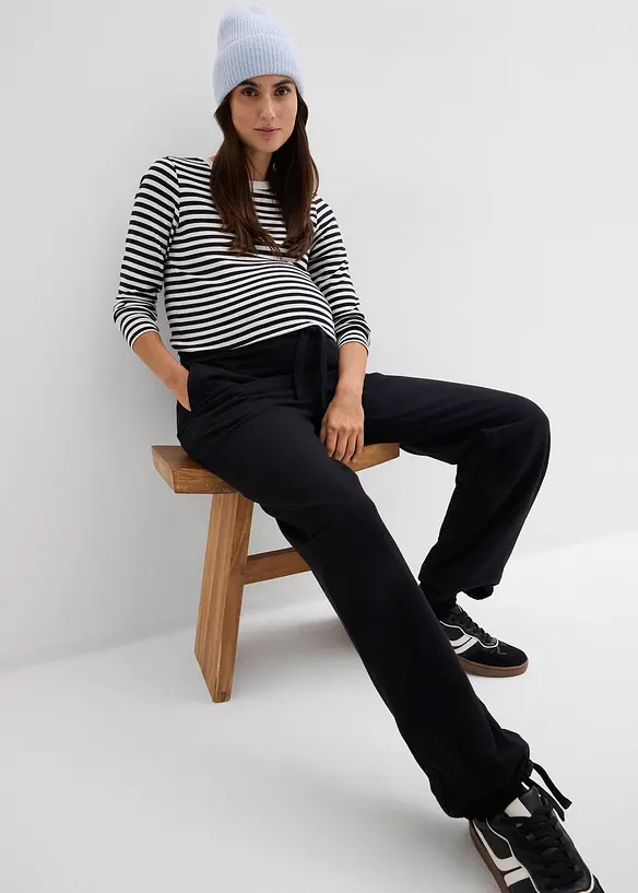 Pantalon sweat de grossesse, largeur r&eacute;glable, 100% coton, bonprix