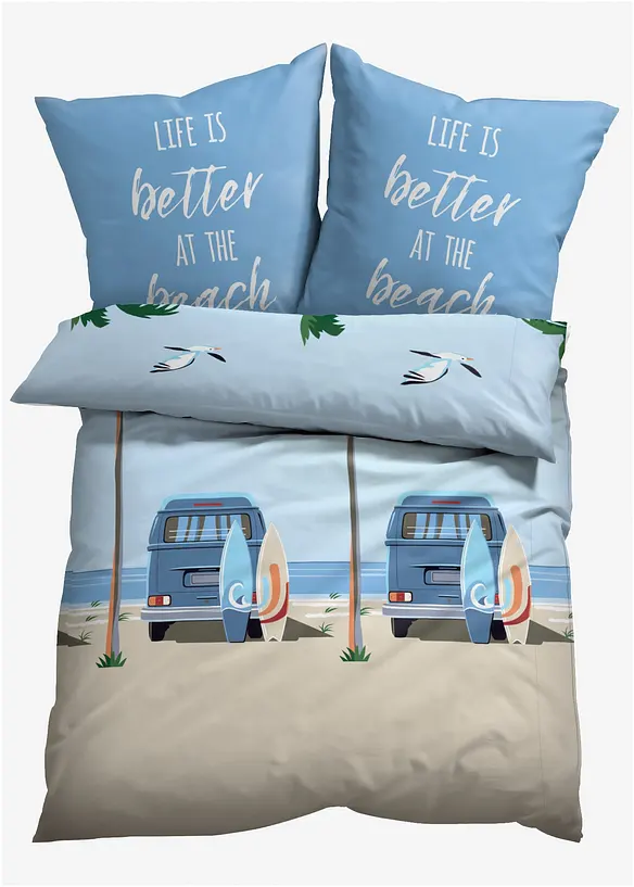 Bettwäsche mit Auto und Palmen am Strand, bonprix