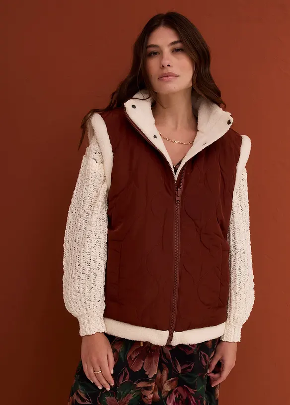 Gilet sans manches r&eacute;versible en sherpa, bonprix