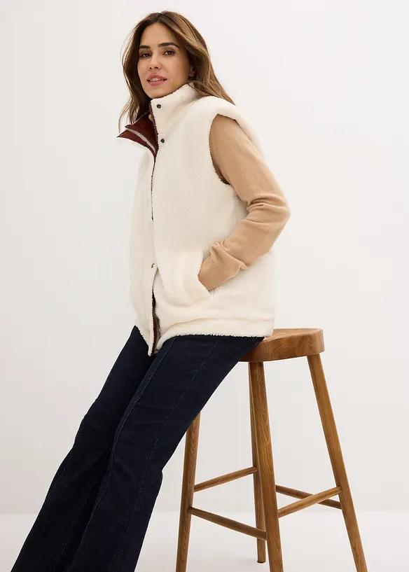 Gilet sans manches r&eacute;versible en sherpa, bonprix