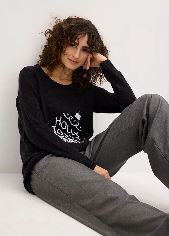 Weihnachtspullover mit Wendepailletten, bonprix