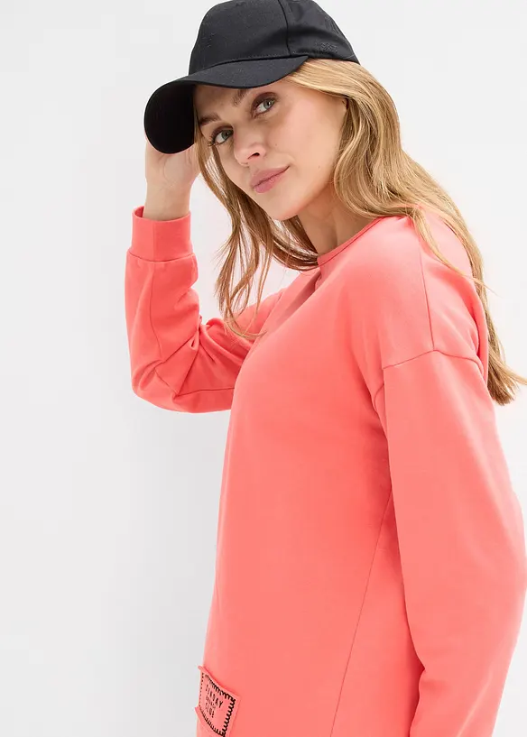 Sweat en coton m&eacute;lang&eacute;, coupe courte devant longue derri&egrave;re, bonprix