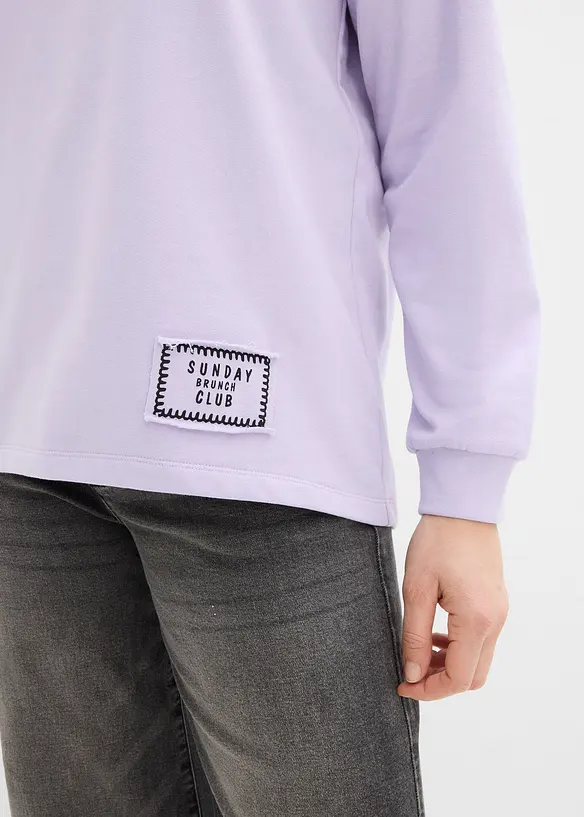 Sweat en coton mélangé, coupe courte devant longue derrière, bonprix