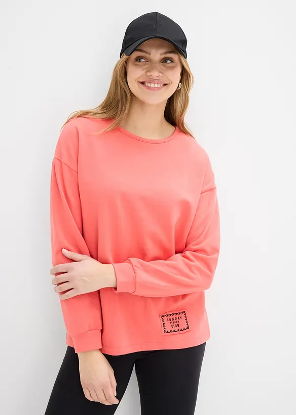 Sweat en coton m&eacute;lang&eacute;, coupe courte devant longue derri&egrave;re, bonprix