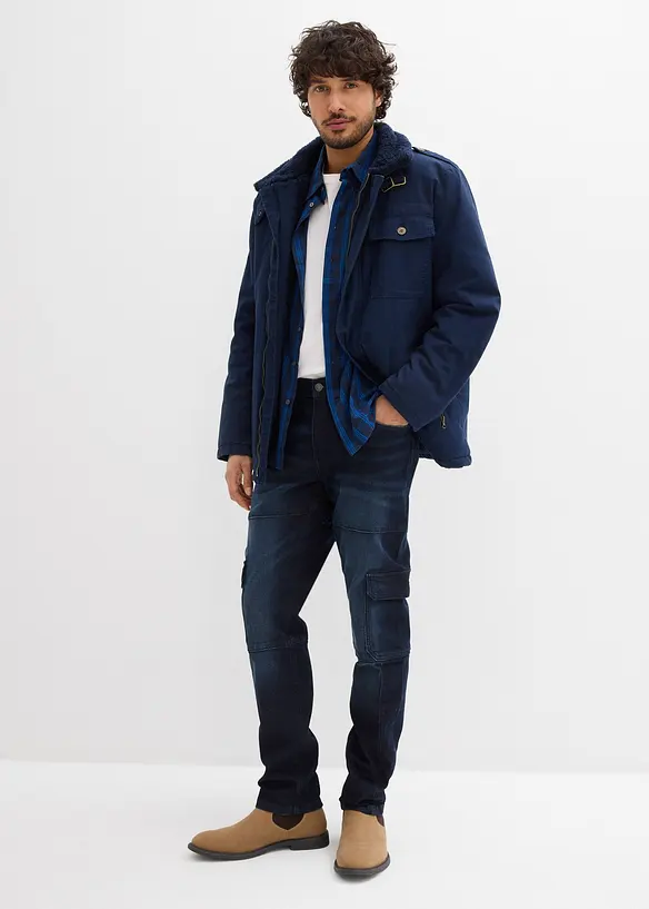 Jean slim extensible poches cargo, droit, bonprix