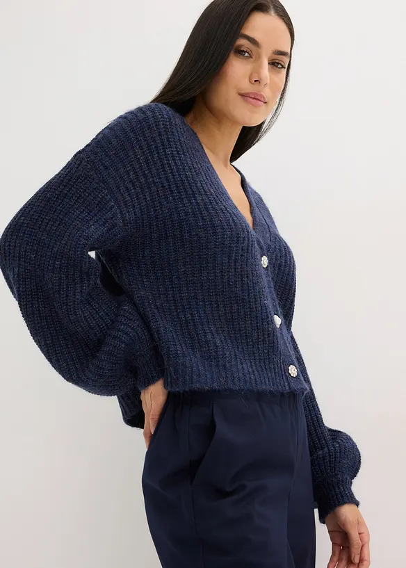 Gilet court et oversize en maille brillante, bonprix