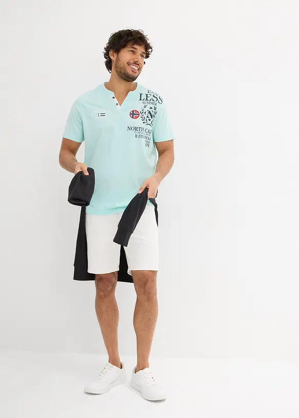 Henleyshirt, Kurzarm aus reiner Bio-Baumwolle, bonprix