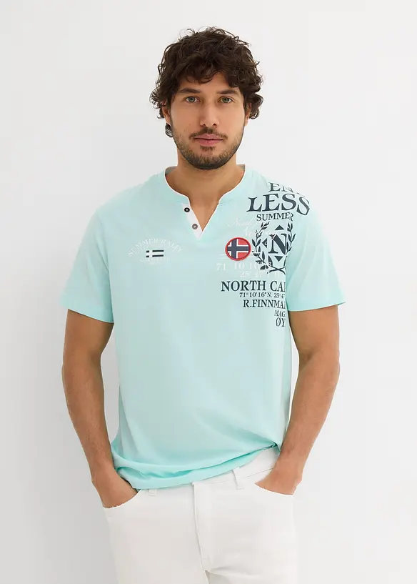 Henleyshirt, Kurzarm aus reiner Bio-Baumwolle, bonprix